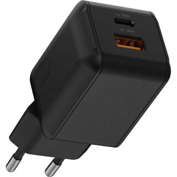 Ładowarka sieciowa Xtorm NextGen 70 W GaN, USB-C PD + USB-A, czarna