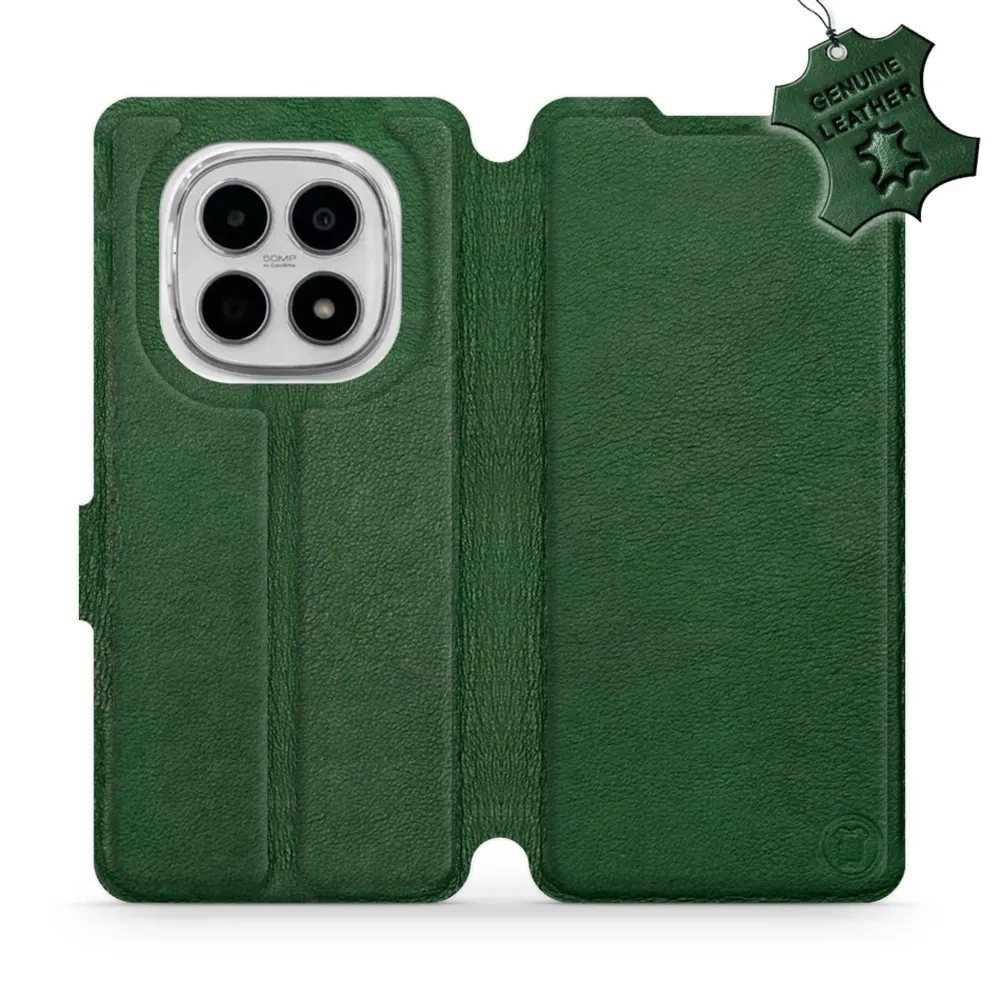 Etui z naturalnej skóry do Xiaomi POCO M8 5G, Mobiwear Leather, zielone