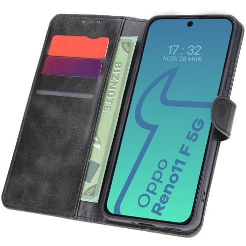 Image of Etui z klapką Bizon Case Pocket do Oppo Reno11 F 5G, czarne