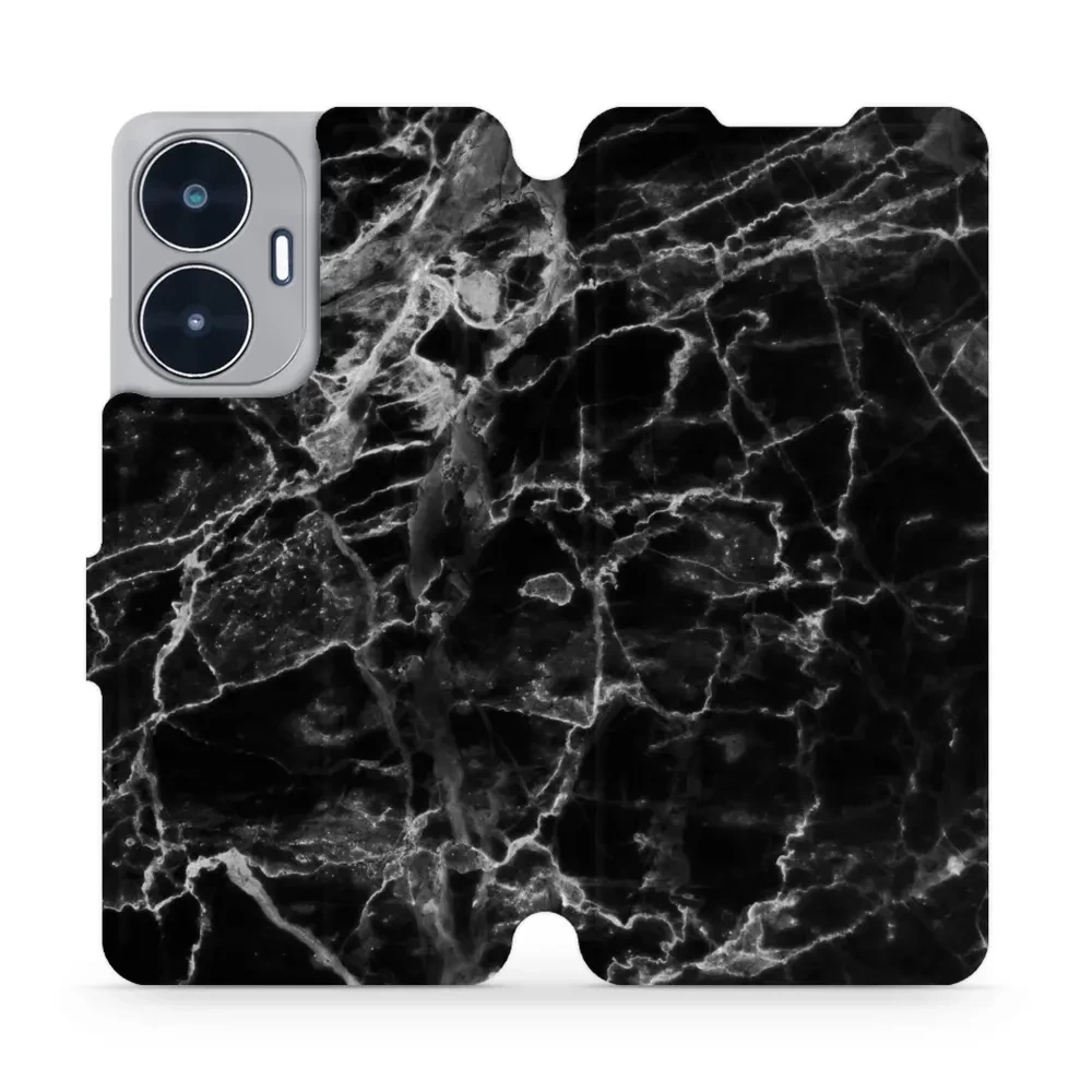 Etui z klapką do Realme C55, Mobiwear Book, czarny marmur