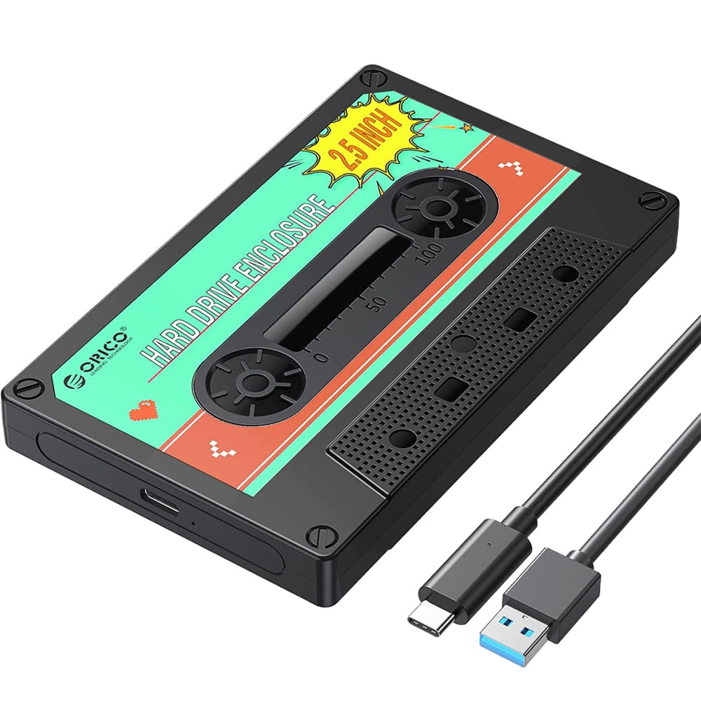 Kieszeń, obudowa na dysk SSD / HDD  2,5” Orico Hard Drive Enclosure, USB-C 3.1 (6 Gb/s) + kabel USB-C / USB-A  0,5 m, wielokolorowa-retro