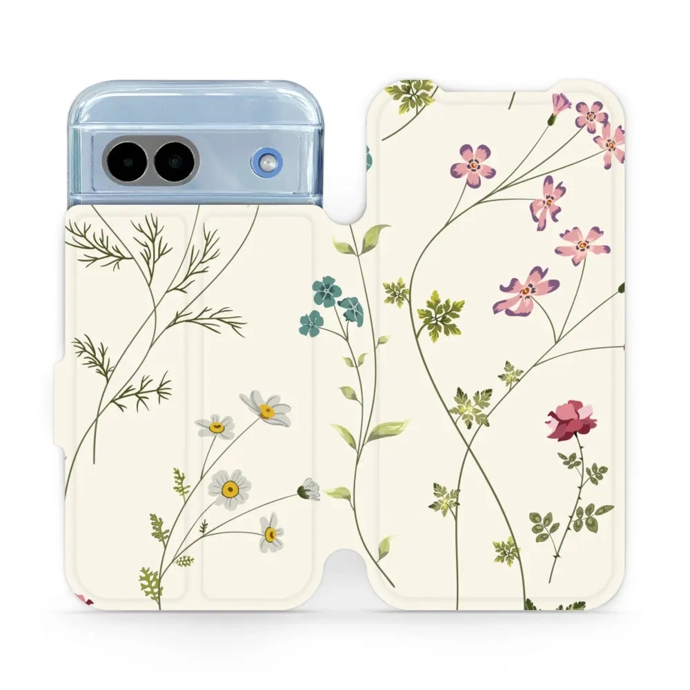 Etui z klapką do Google Pixel 8a, Mobiwear Book, polne kwiaty