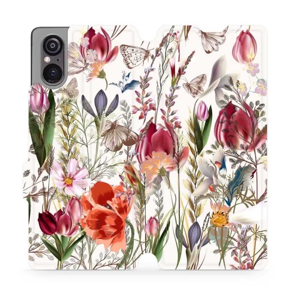 Etui z klapką do Sony Xperia 5 V, Mobiwear Book, bukiet kwiatów