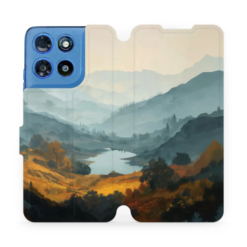 Etui z klapką do Motorola Moto G67 Power, Mobiwear Book, jezioro w dolinie