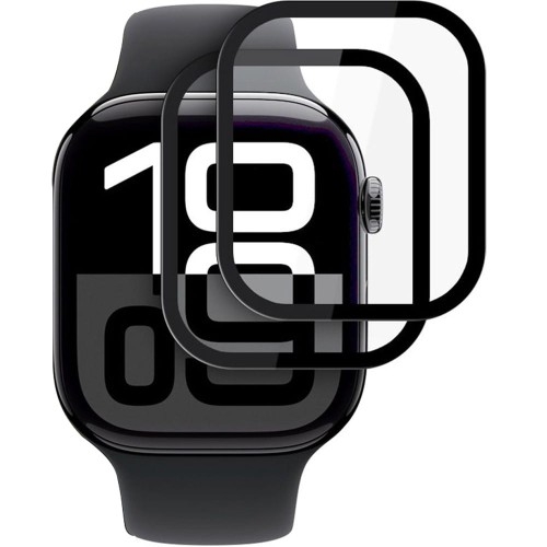 Image of Szkło hybrydowe na ekran Hofi Hybrid Pro+ do Apple Watch 10 46mm, z czarną ramką, 2 sztuki