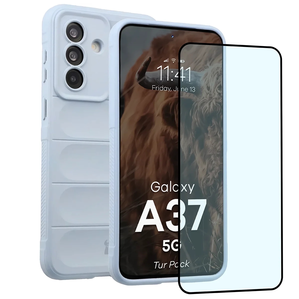 Pancerne etui + szkło hartowane Bizon Tur Pack do Galaxy A37 5G, jasnoniebieskie