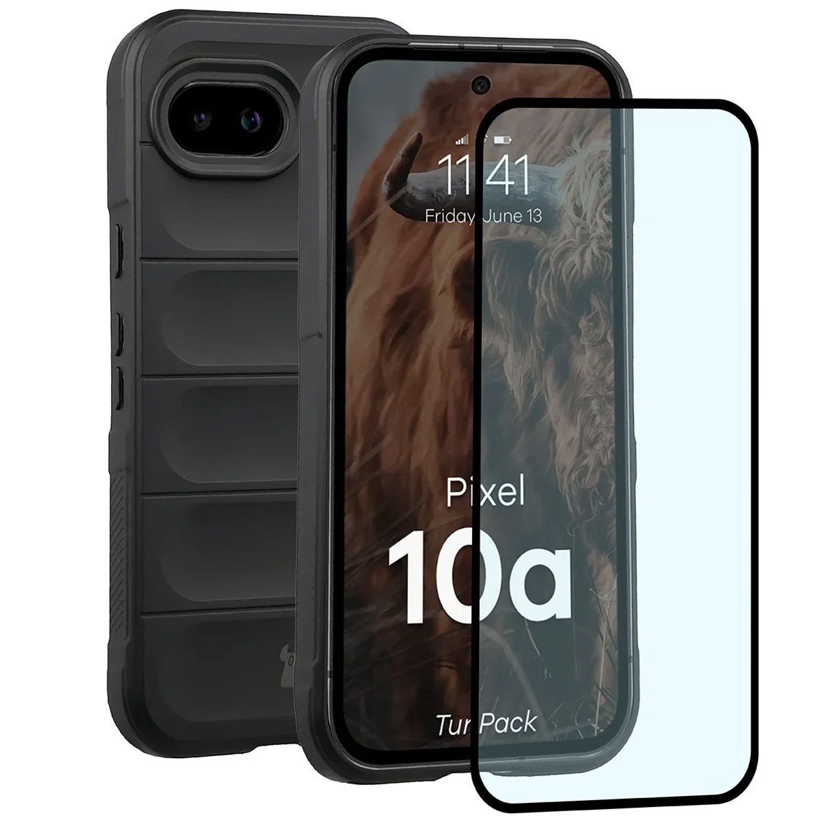 Pancerne etui + szkło hartowane Bizon Tur Pack do Google Pixel 10a, czarne