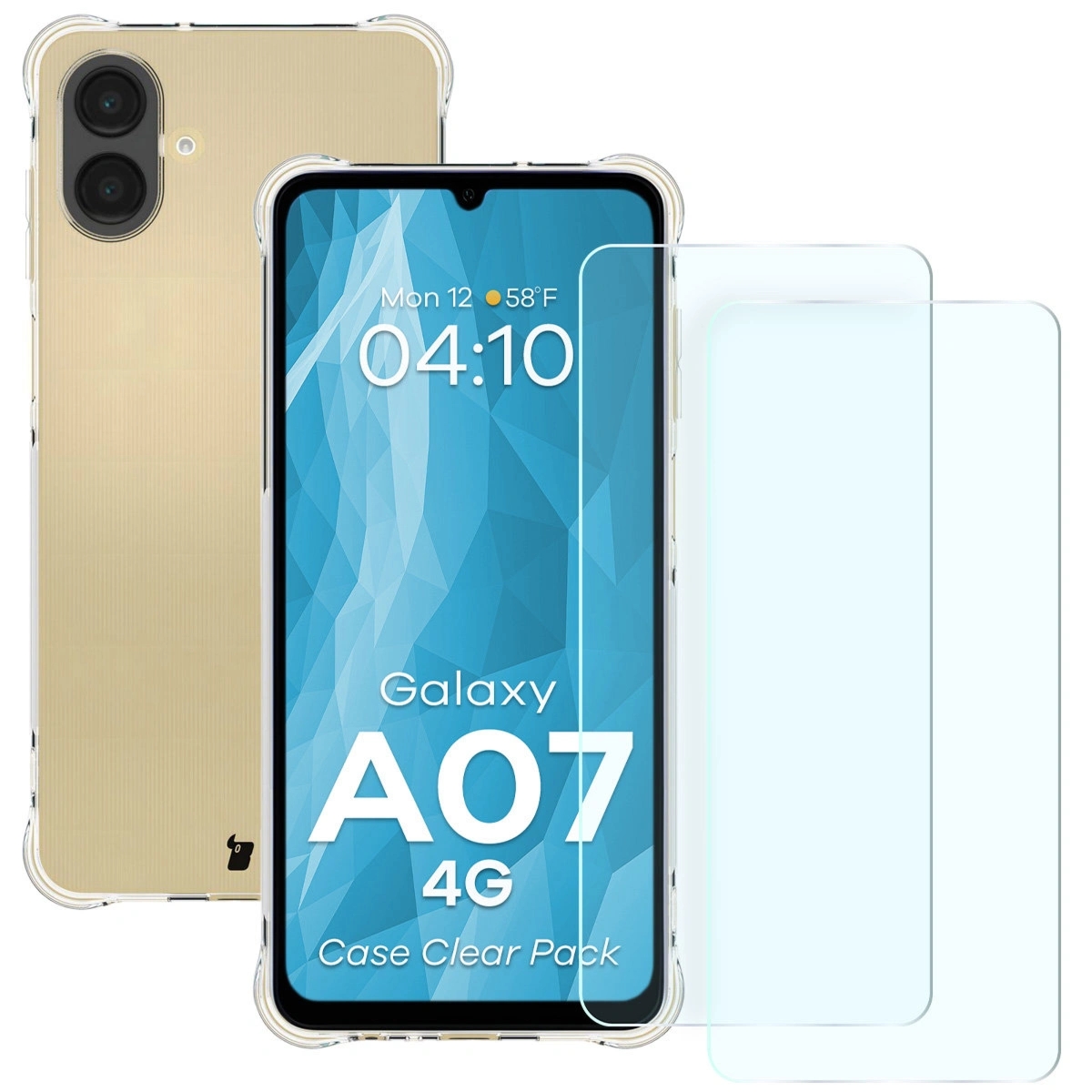 Elastyczne etui + 2x szkło hartowane Bizon Case Clear Pack do Galaxy A07 4G