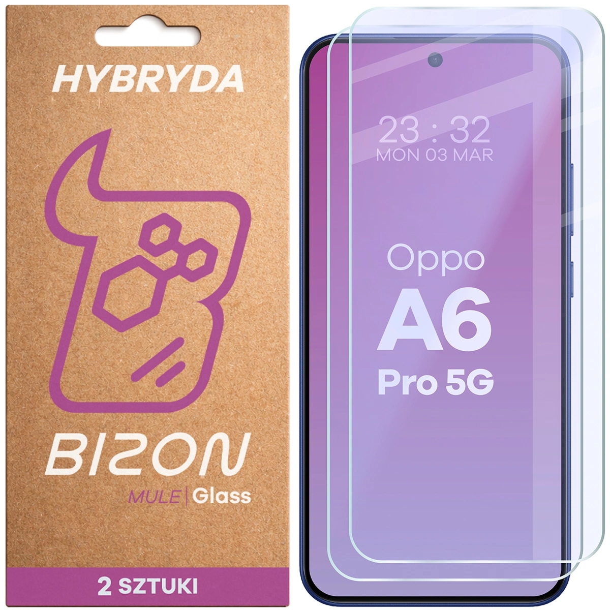 Elastyczne szkło hybrydowe Bizon Hybrid Mule Duo do Oppo A6 Pro 5G, 2 sztuki