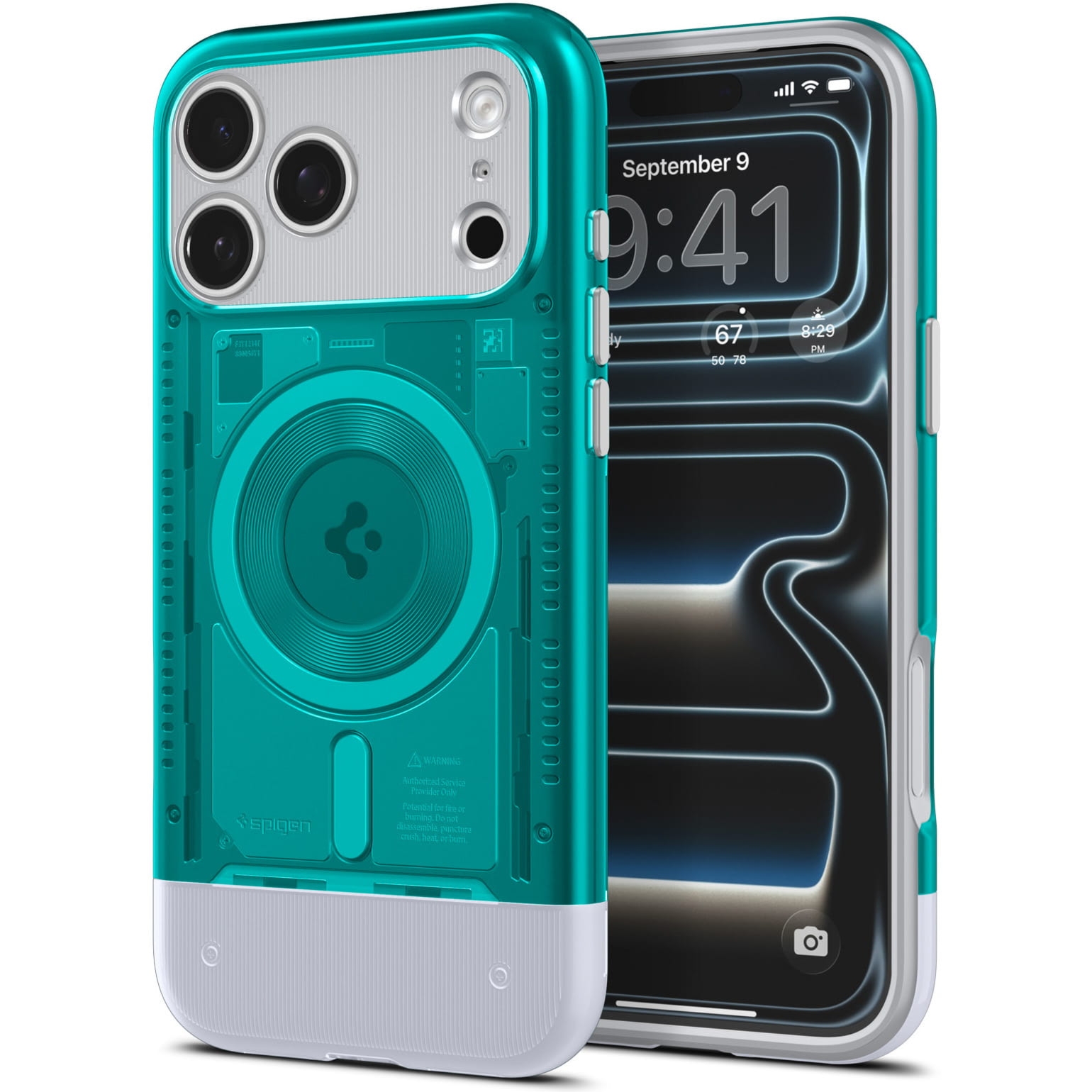 Etui Spigen Classic C1 Mag MagSafe do iPhone 17 Pro, turkusowe