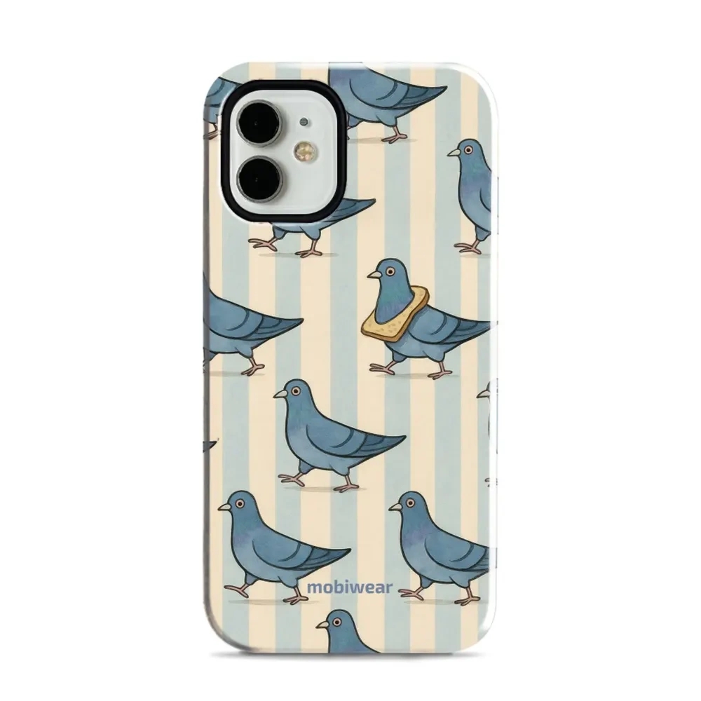 Etui ochronne do iPhone 12 Mini, Mobiwear Elite Pro, błękitne gołębie
