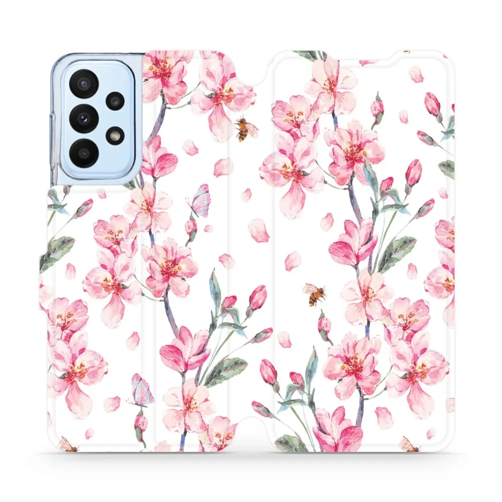 Etui z klapką do Galaxy A23 4G, Mobiwear Book, różowa wiosna