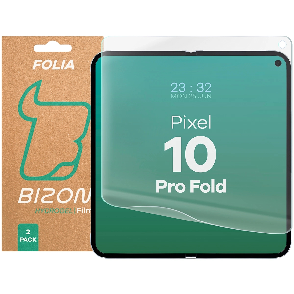 Folia hydrożelowa na środkowy ekran Bizon Film Hydrogel Mid Duo do Google Pixel 10 Pro Fold , 2 sztuki