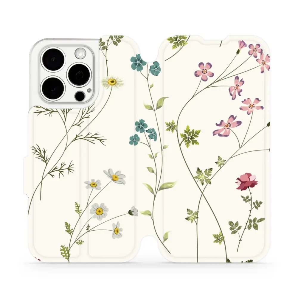Etui z klapką do iPhone 15 Pro, Mobiwear Book, polne kwiaty