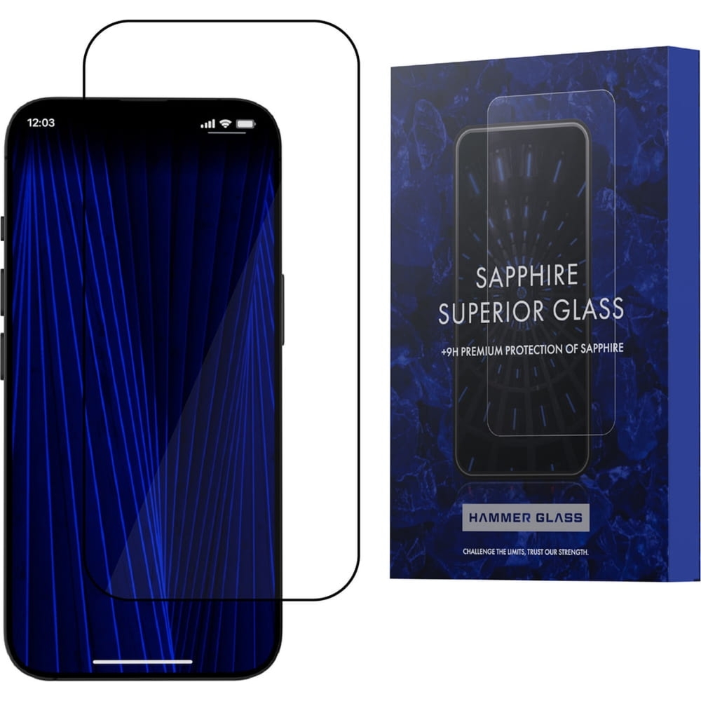 Szkło szafirowe Hammer Glass Sapphire Superior do iPhone 17 / 17 Pro, czarna ramka