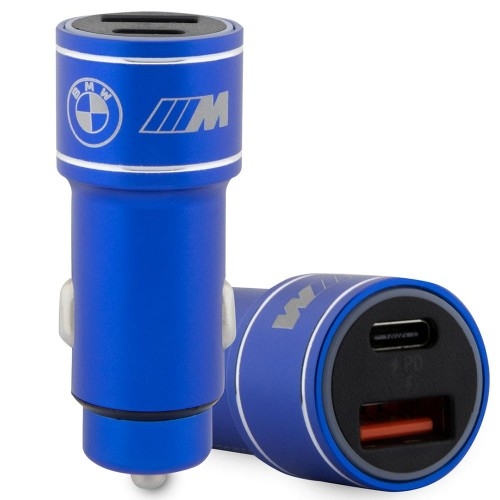 Image of Ładowarka samochodowa BMW M Edition USB-C, USB-A, PD, QC3.0, niebieska