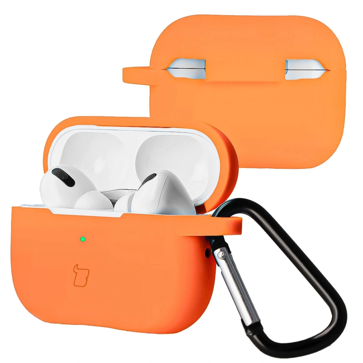 Silikonowe etui z karabińczykiem Bizon Case Headphone Silicone do Airpods Pro 2, marchewkowe