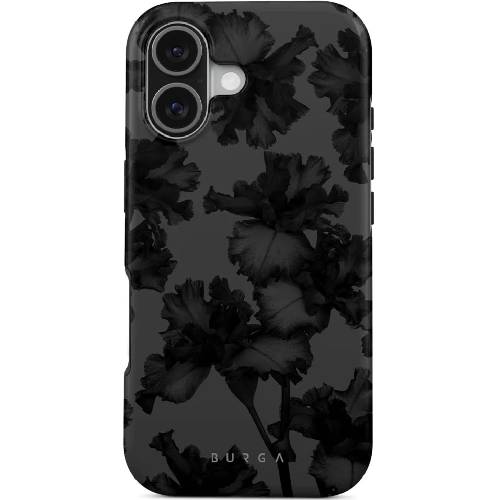 Etui Burga Nucturnal Tough Magnetic do iPhone 17, czarne z kwiecistym wzorem