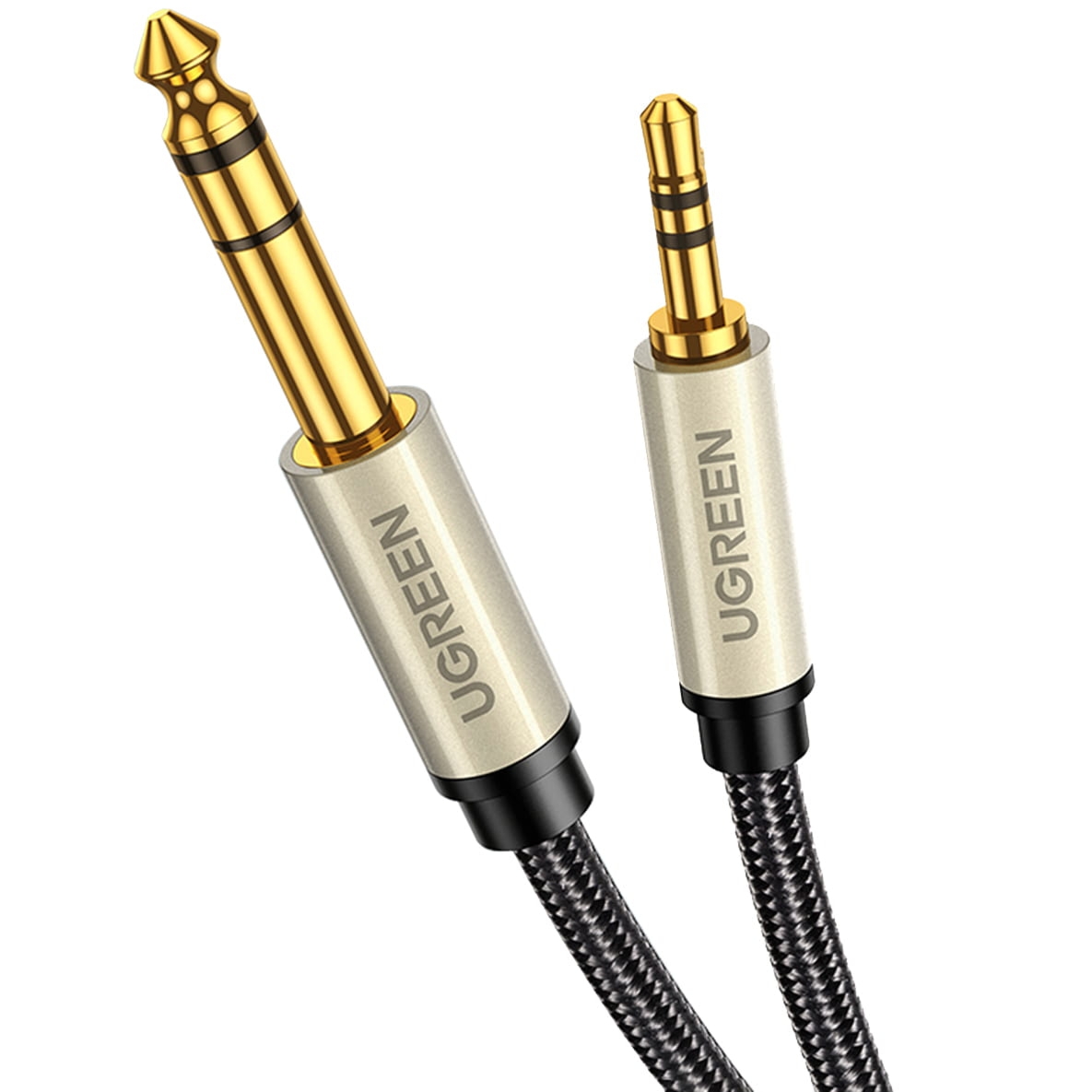 Kabel Ugreen AV127 audio TRS mini jack 3,5 mm do jack 6,35 mm, 5m, czarno-szary