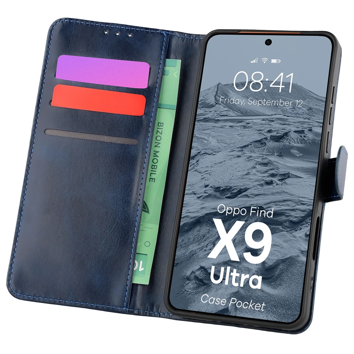 Etui z klapką Bizon Case Pocket do Oppo Find X9 Ultra, granatowe