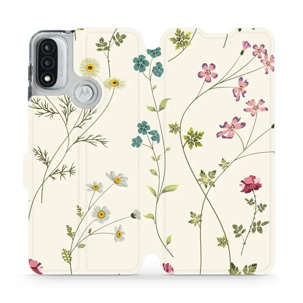 Etui z klapką do Motorola Moto E20, Mobiwear Book, polne kwiaty