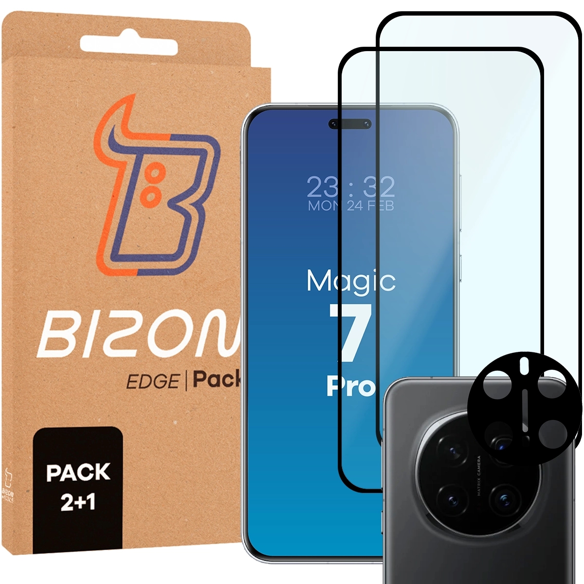 Image of 2x Szkło + szybka na aparat Bizon Edge 3D Pack do Honor Magic7 Pro