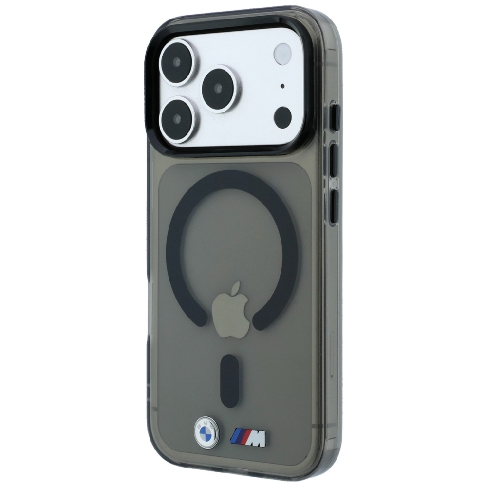 OUTLET: Etui BMW M IML Glossy Metal Logo Trims do iPhone 18 Pro / 17 Pro, do MagSafe, przezroczysto czarne