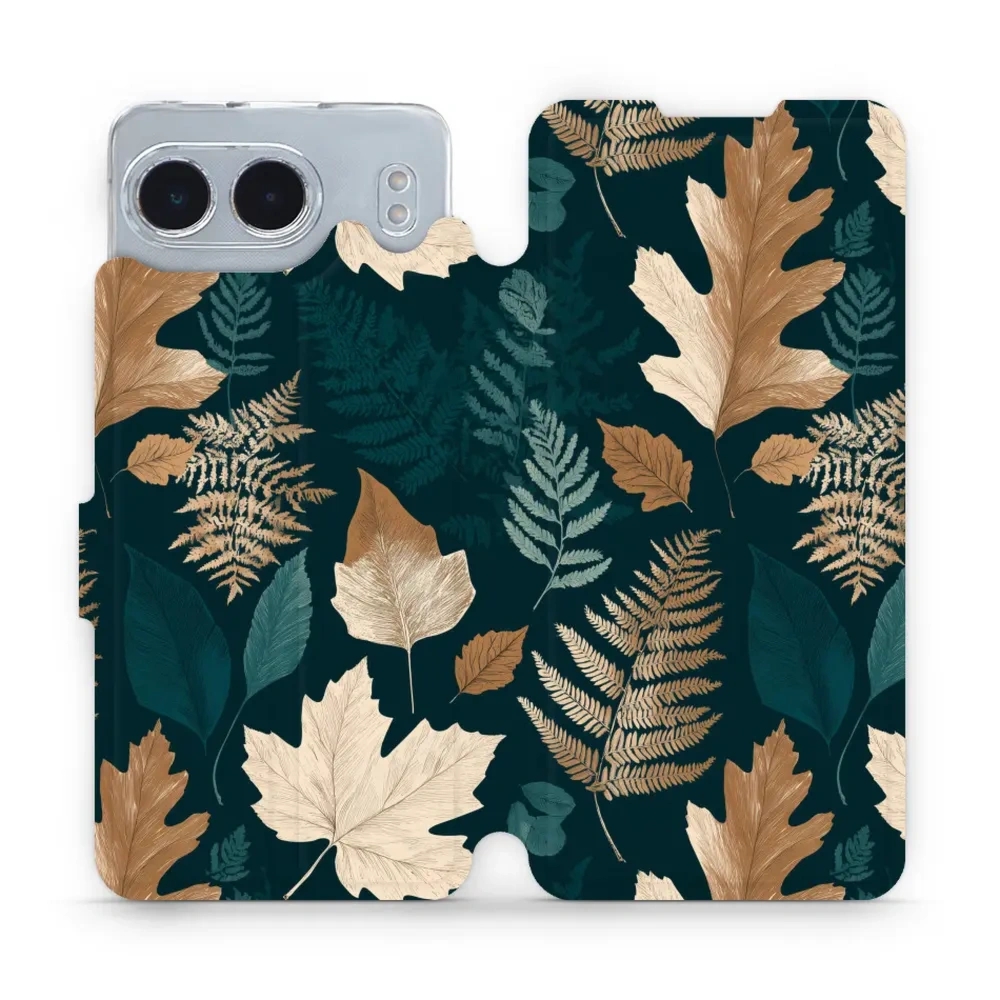 Etui z klapką do OnePlus Nord 4, Mobiwear Book, zielnik z liści i paproci