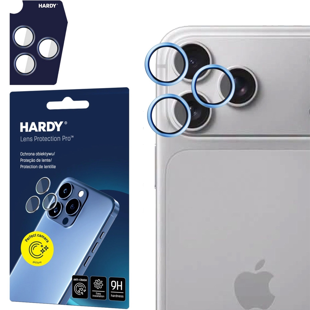 Osłona na aparat 3mk HARDY Lens Protection Pro, 1 zestaw dla iPhone 18 Pro / Max, jasnoniebieska