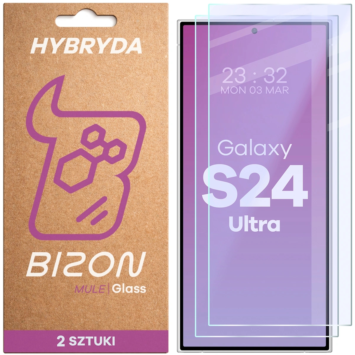 Elastyczne szkło hybrydowe Bizon Hybrid Mule Duo do Galaxy S24 Ultra, 2 sztuki