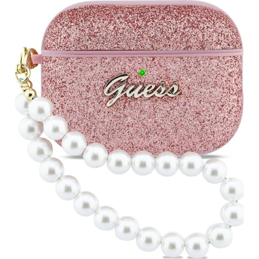 Etui Guess Glitter Pearl Strap do  AirPods Pro 3, różowe