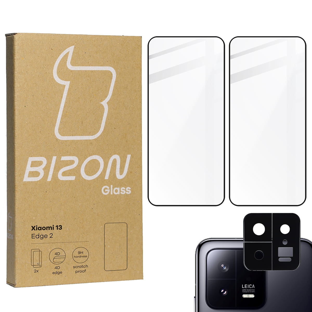 Image of 2x Szkło + szybka na aparat Bizon Edge 2 Pack do Xiaomi 13