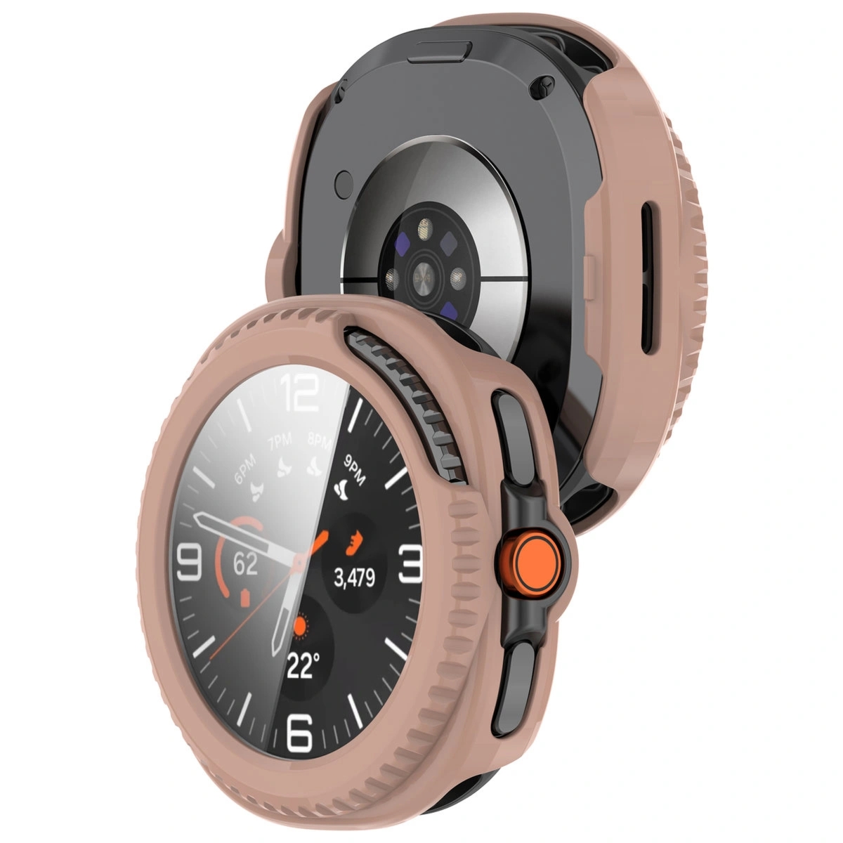 Etui ze szkłem do zegarka Bizon Case Watch Adamo do Galaxy Watch 8 Classic 46 mm, różowe