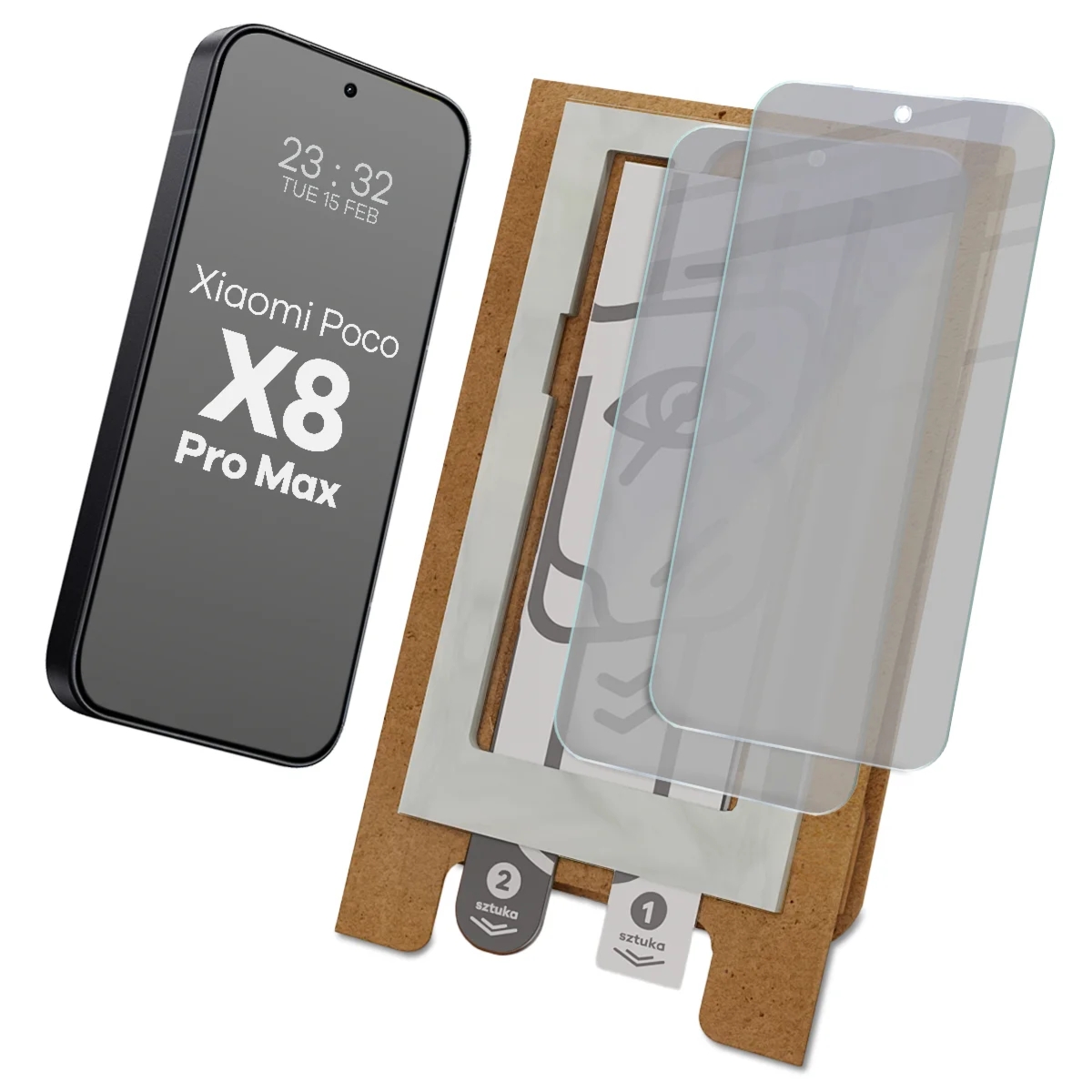 2x Prywatyzujące szklo hybrydowe z eko aplikatorem Bizon Eplikator Hybrid Shadow do Xiaomi POCO X8 Pro Max