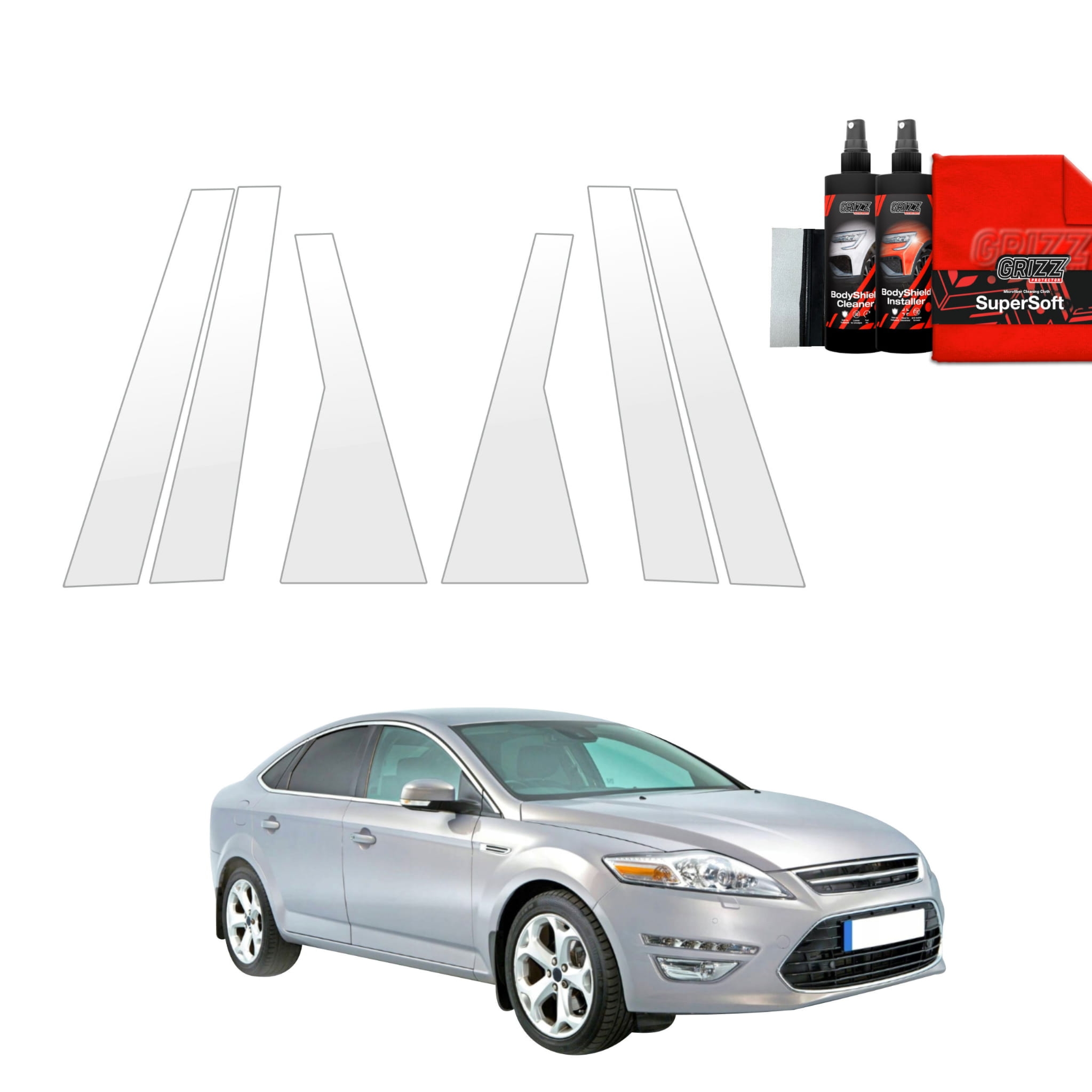 6w1 Folia ochronna na słupki Grizz Protector do Ford Mondeo Mk4 Sedan (2007-2014)