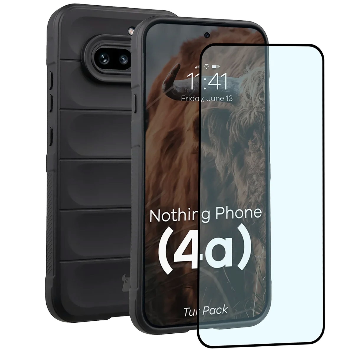 Pancerne etui + szkło hartowane Bizon Tur Pack do Nothing Phone (4a), czarne