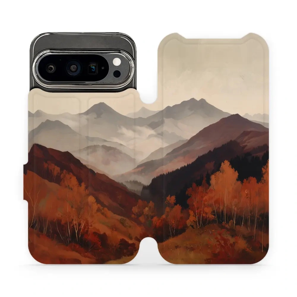 Etui z klapką do Google Pixel 9 Pro, Mobiwear Book, mglista dolina w górach