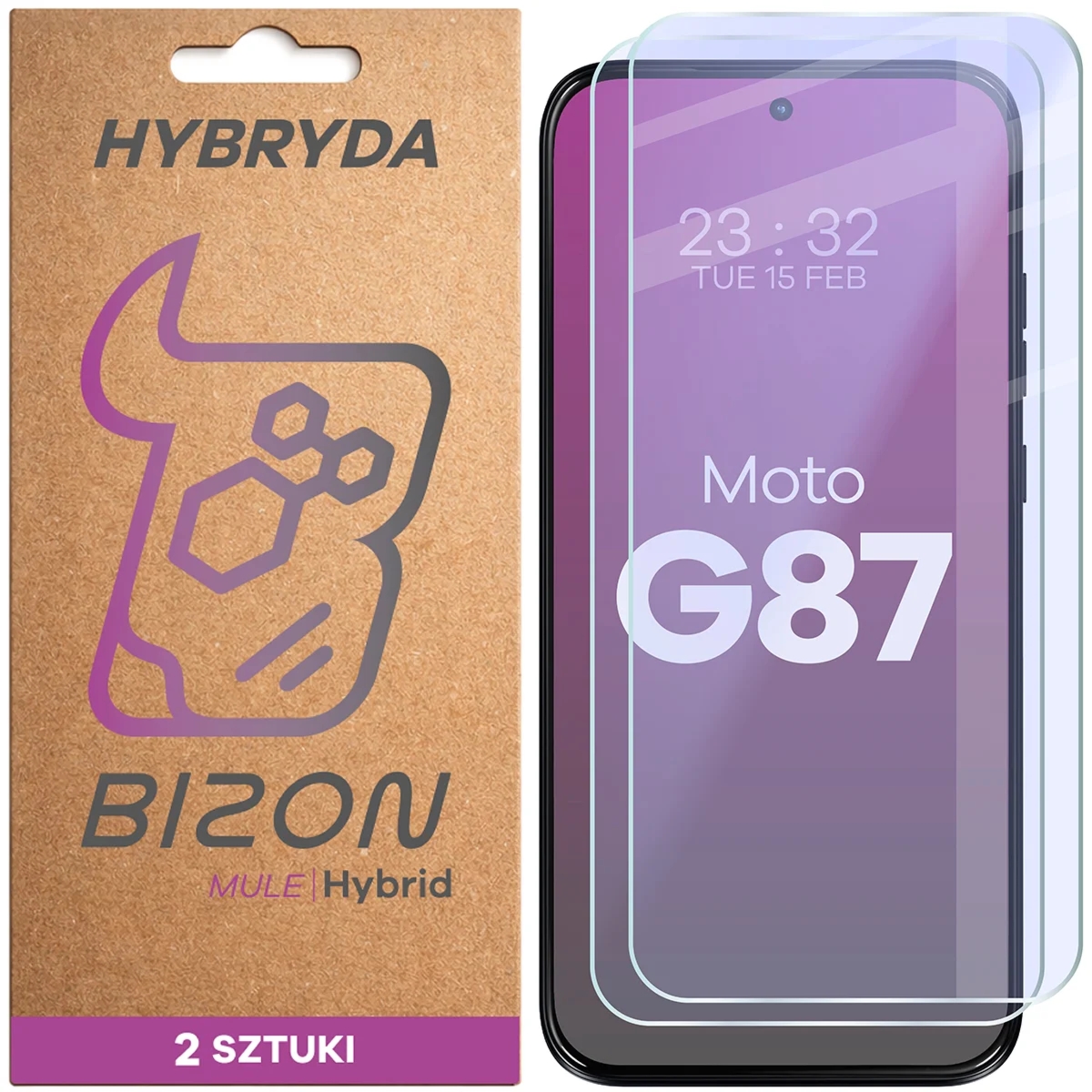 Elastyczne szkło hybrydowe Bizon Hybrid Mule Duo do Motorola Moto G87 5G, 2 sztuki