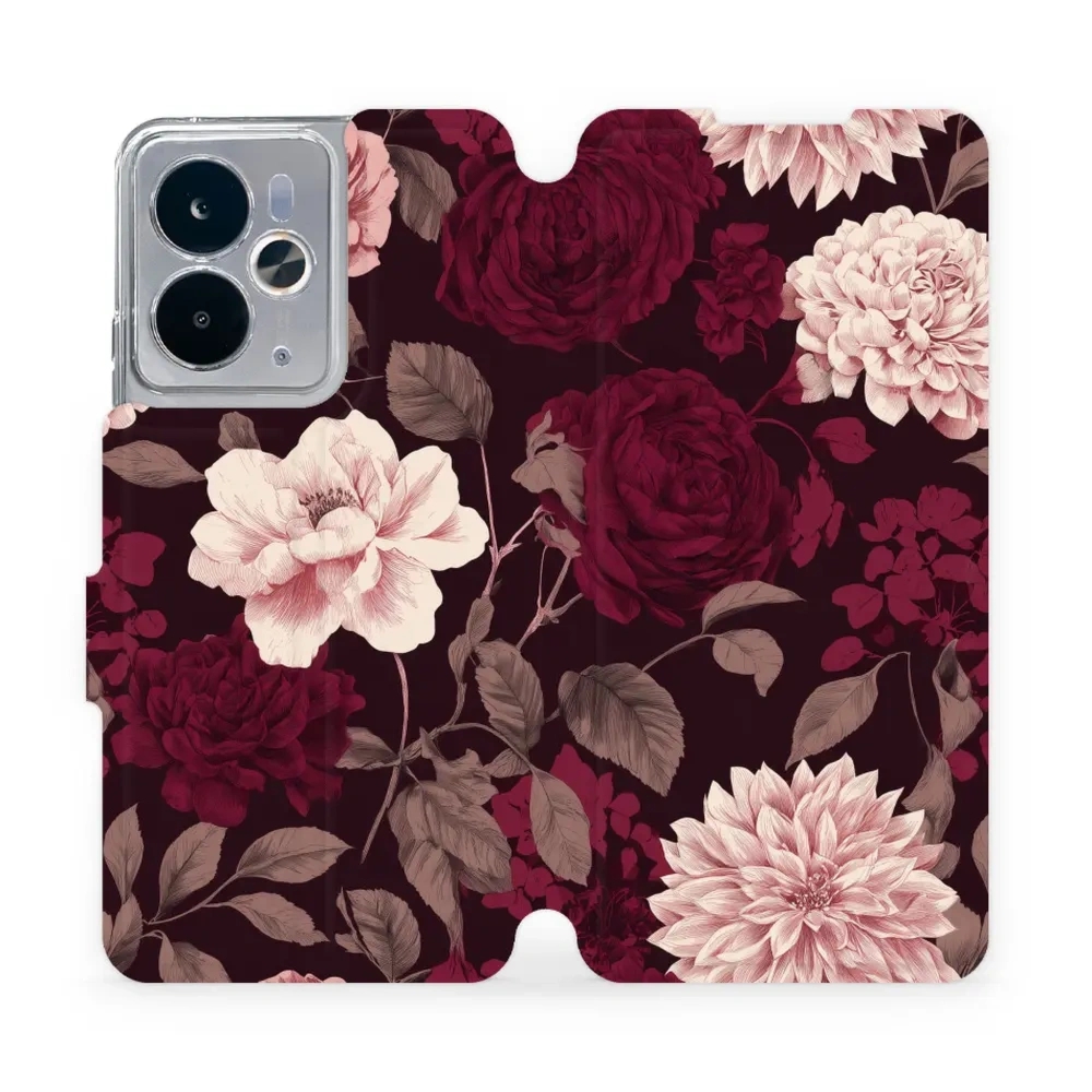 Etui z klapką do realme 14T 5G, Mobiwear Book, wino i dalie