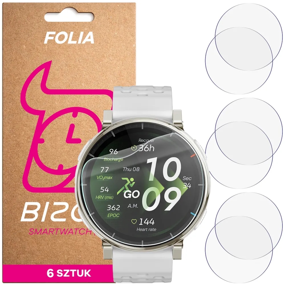 Folia ochronna na ekran zegarka Bizon Watch Film HydroFlex do Amazfit Active 3 Premium, 6 sztuk