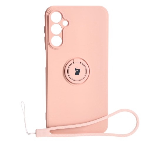 Image of Etui Bizon Case Silicone Ring Sq do Galaxy A24, jasnoróżowe