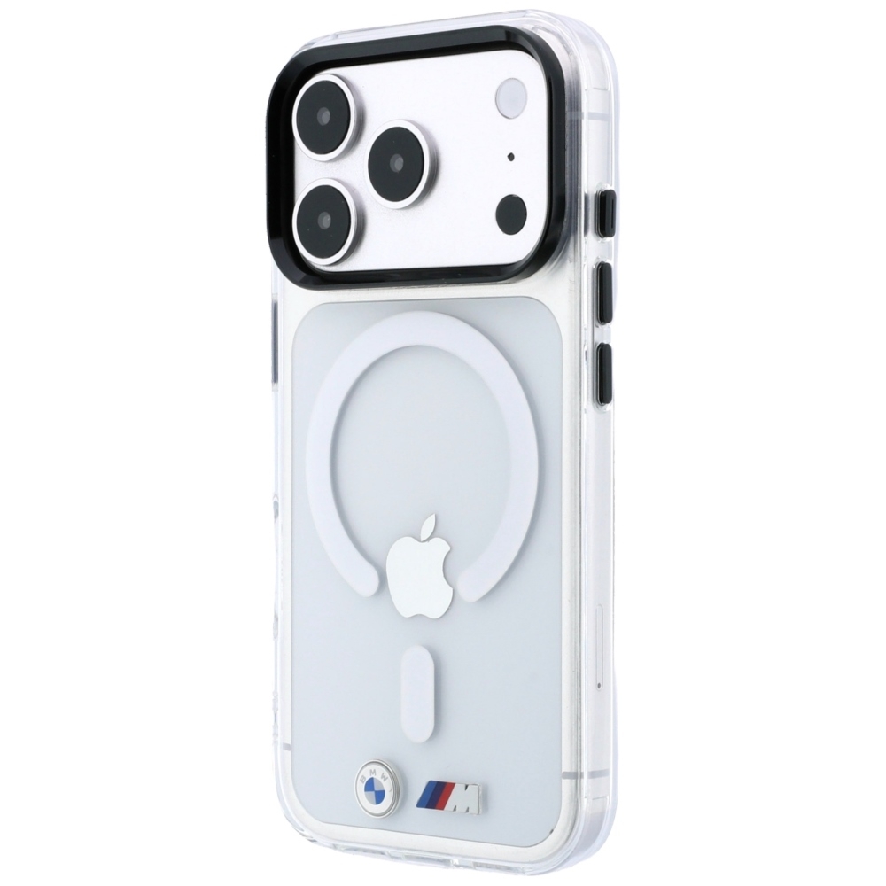 OUTLET: Etui BMW M IML Frosted Metal Logo Trims MagSafe do iPhone 18 Pro / 17 Pro , przezroczyste