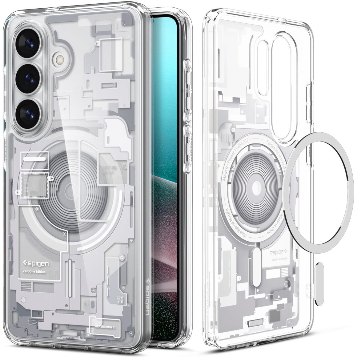 Etui Spigen Ultra Hybrid Mag do MagSafe do Galaxy S26 Plus, biało-szare (Zero One)