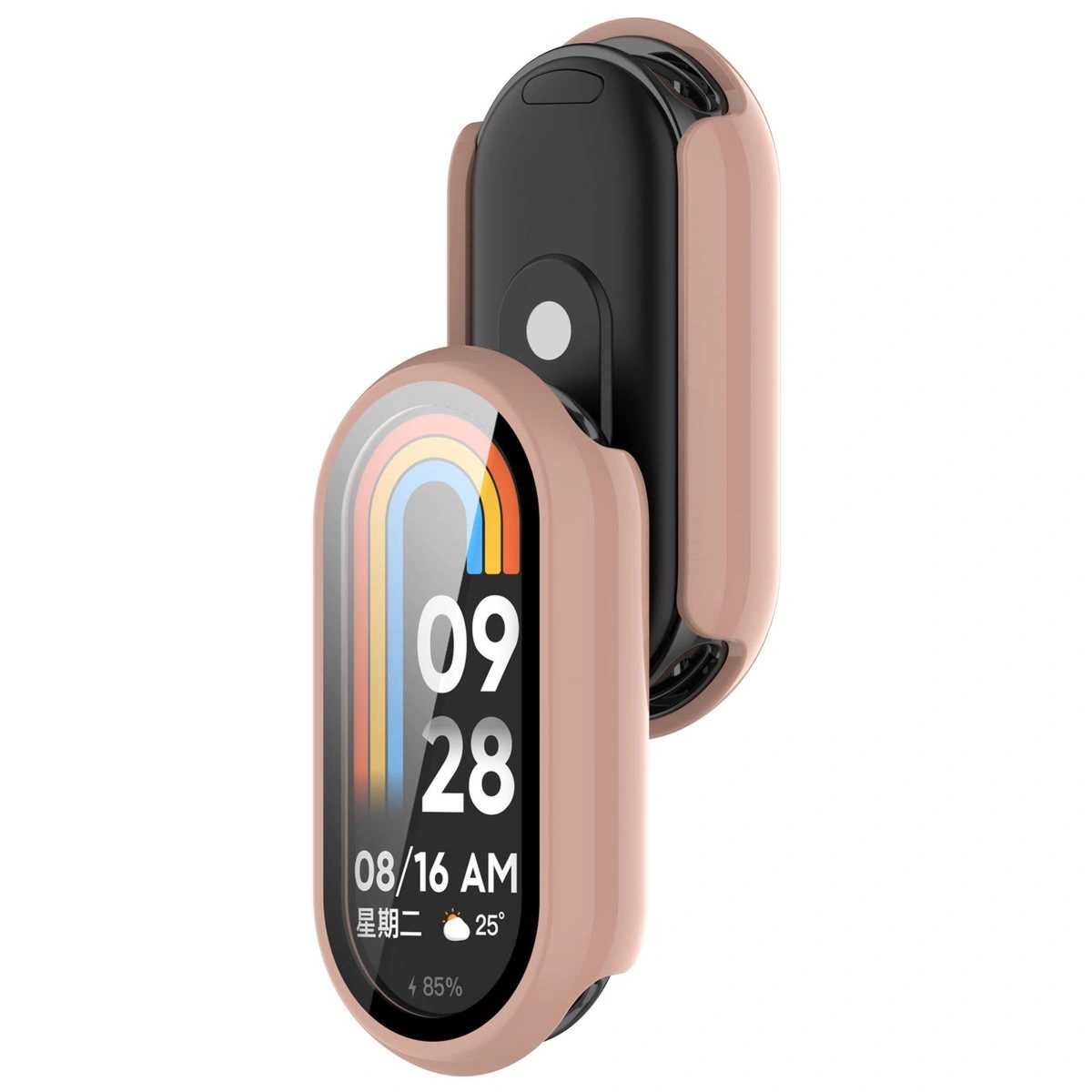 Etui ze szkłem do zegarka Bizon Case Watch Adamo do Xiaomi Smart Band 10, różowe