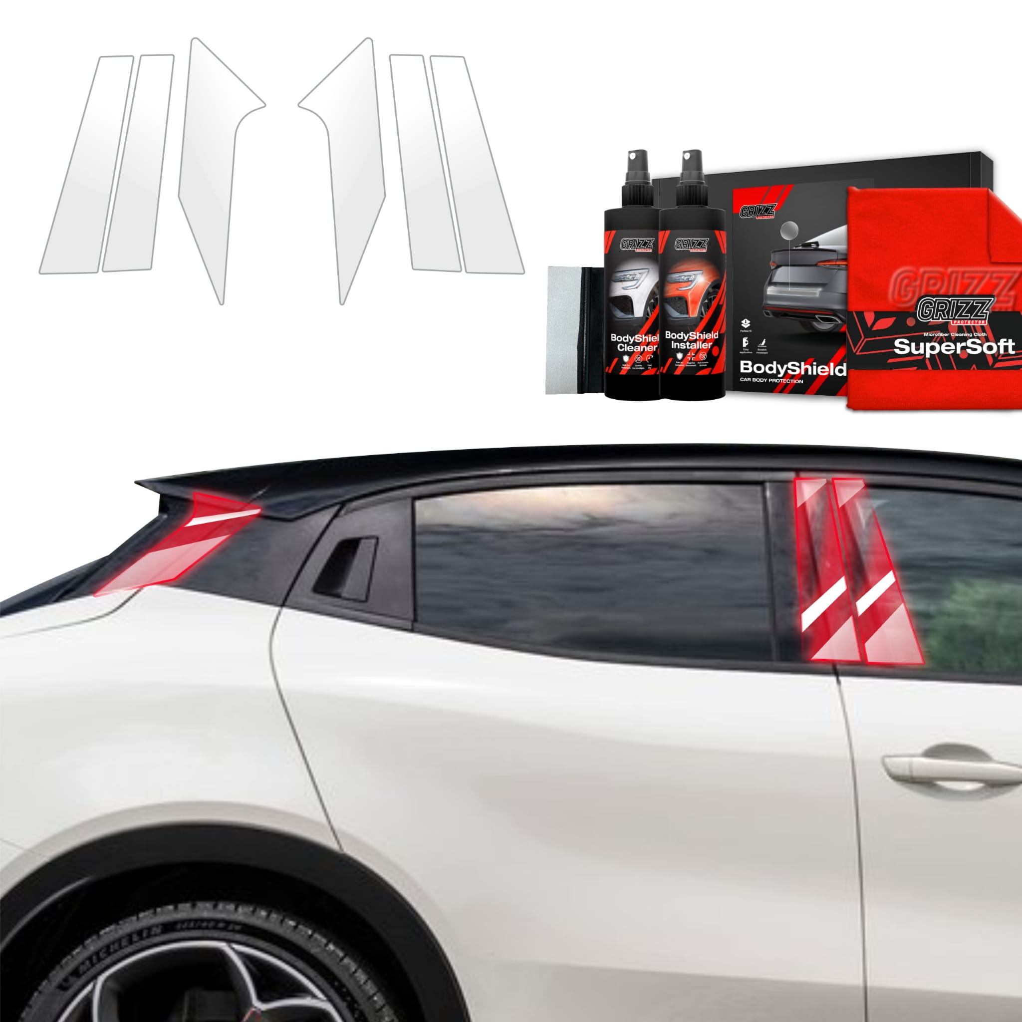 6w1 Folia ochronna Grizz Protector na słupki do Alfa Romeo Junior (2024-2026)