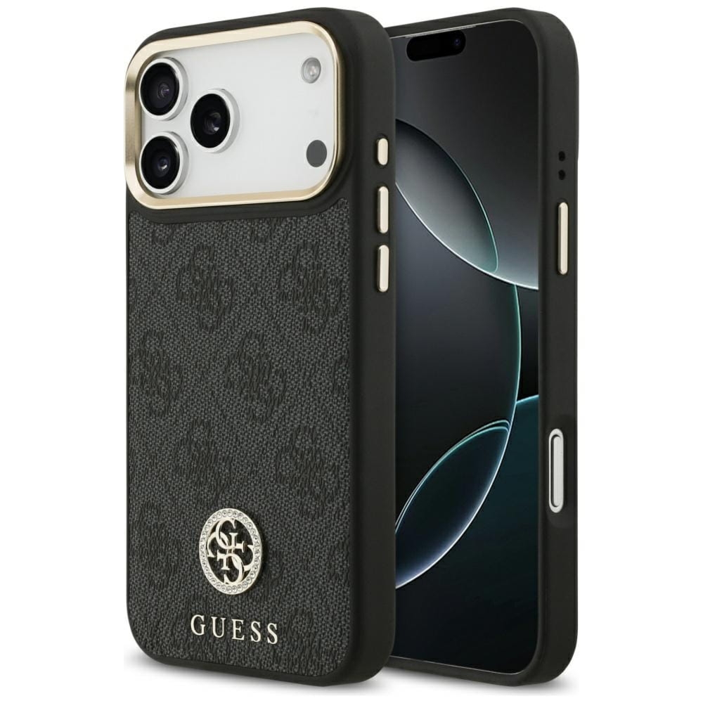 Etui Guess 4G Strass Logo do MagSafe do iPhone 17 Pro Max, czarne