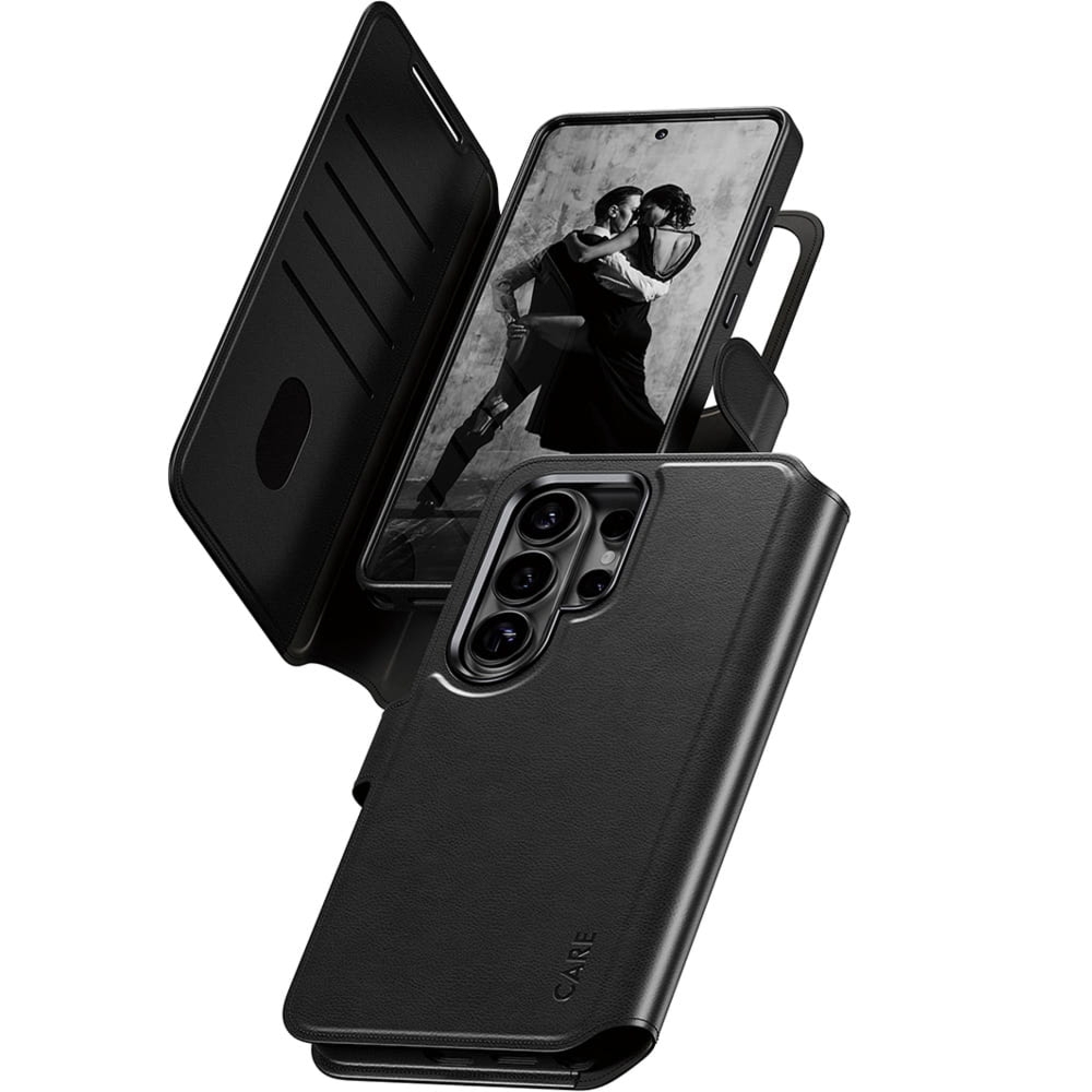 Etui z klapką CARE by PanzerGlass Tango 2w1 Wallet do Galaxy S26 Ultra, do MagSafe, czarne