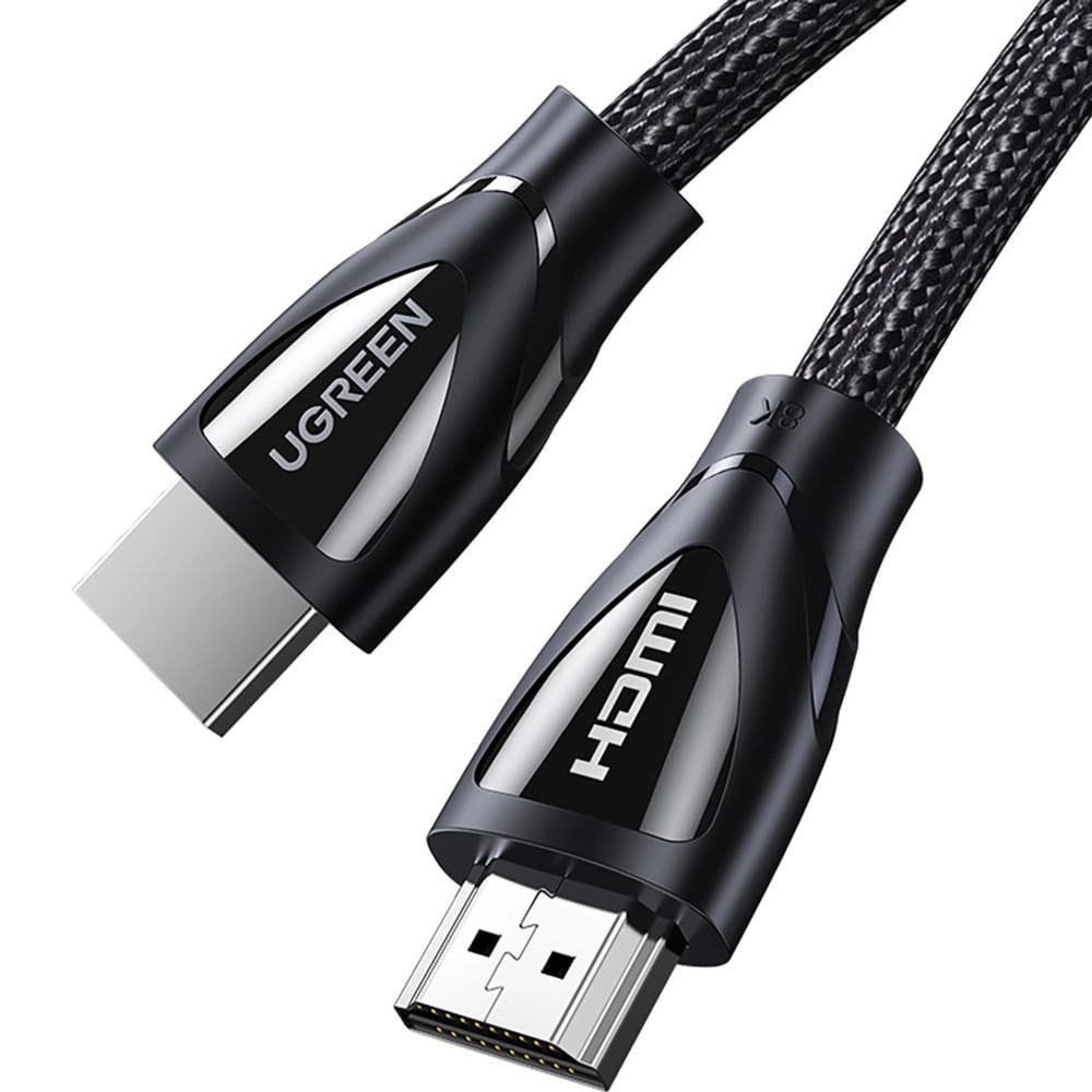 Kabel nylonowy Ugreen HD140 przewód HDMI 2.1, 8K / 60Hz, 1 m, czarny