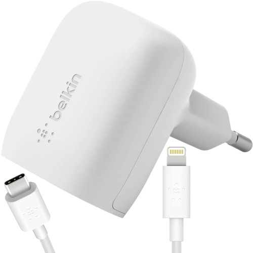 Image of Ładowarka sieciowa Belkin Boost USB-C PD 3.1 PPS MFi 20W + kabel Lightning 1m, biała