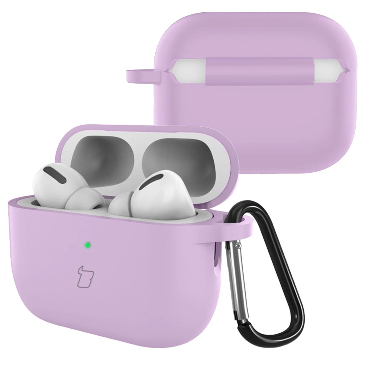 Silikonowe etui z karabińczykiem Bizon Case Headphone Silicone do AirPods Pro 3, liliowe